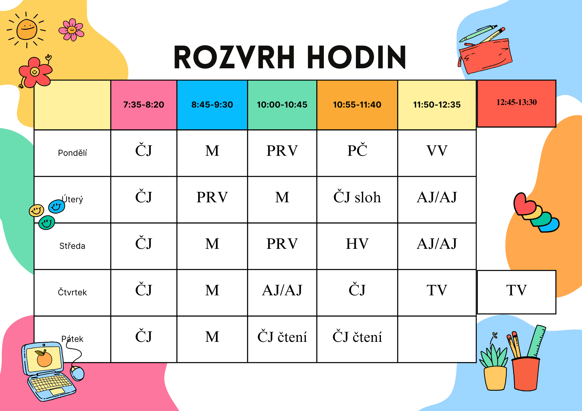 Rozvrh hodin 2